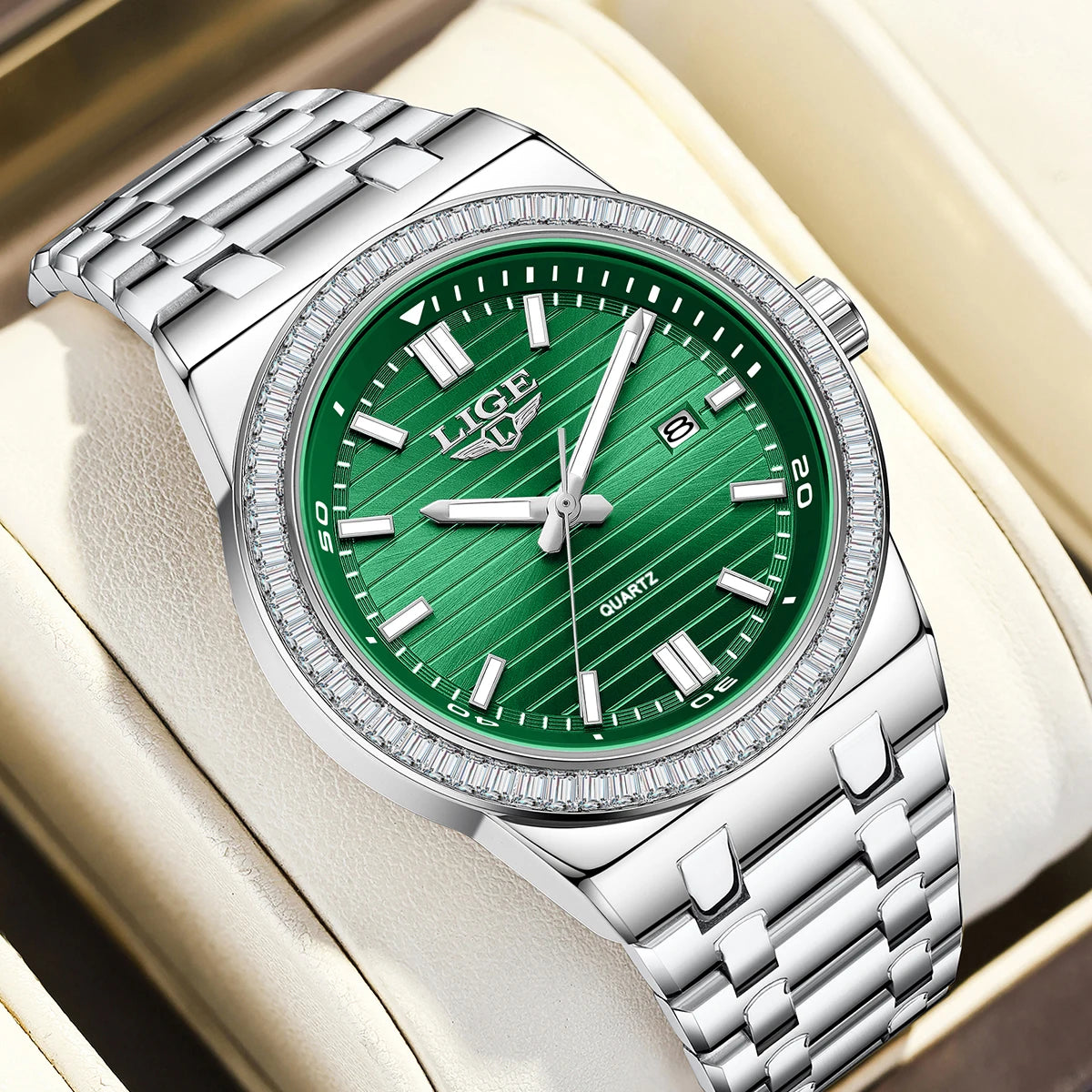 LIGE 2026 new simple men's watch fashion stainless steel Top luxury clock calendar luminous waterproof watches for men reloj+BOX