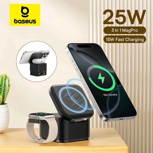 Baseus 3-in-1 Magnetic Wireless Charging Stand for iPhone and AirPods