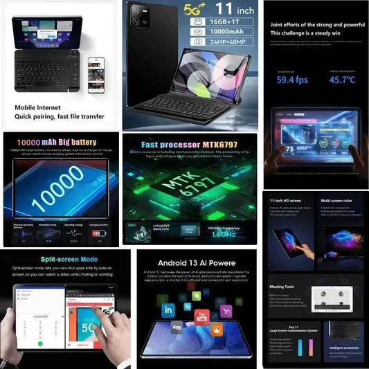 2024 NEW Original Pad 6 PRO Tablet Android 13 16GB 1T 11 Inch 10000mAh 5G Dual SIM Phone Call GPS Bluetooth WiFi WPS Tablet
