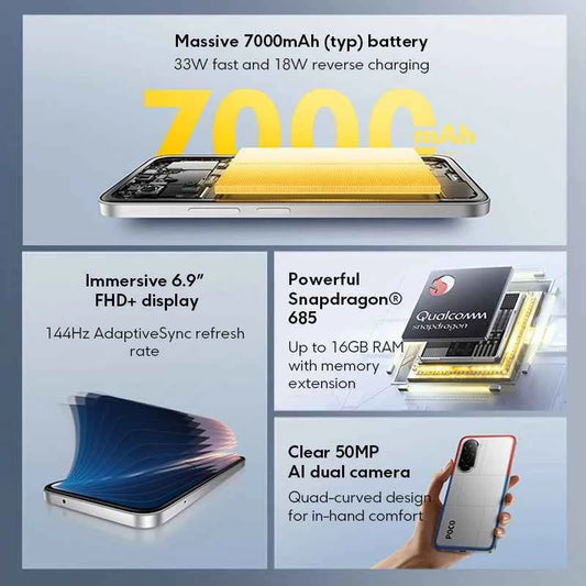 POCO M7 Global Version – Snapdragon 685, 6.9" FHD+ Display, 7000mAh, 33W Fast Charge, NFC
