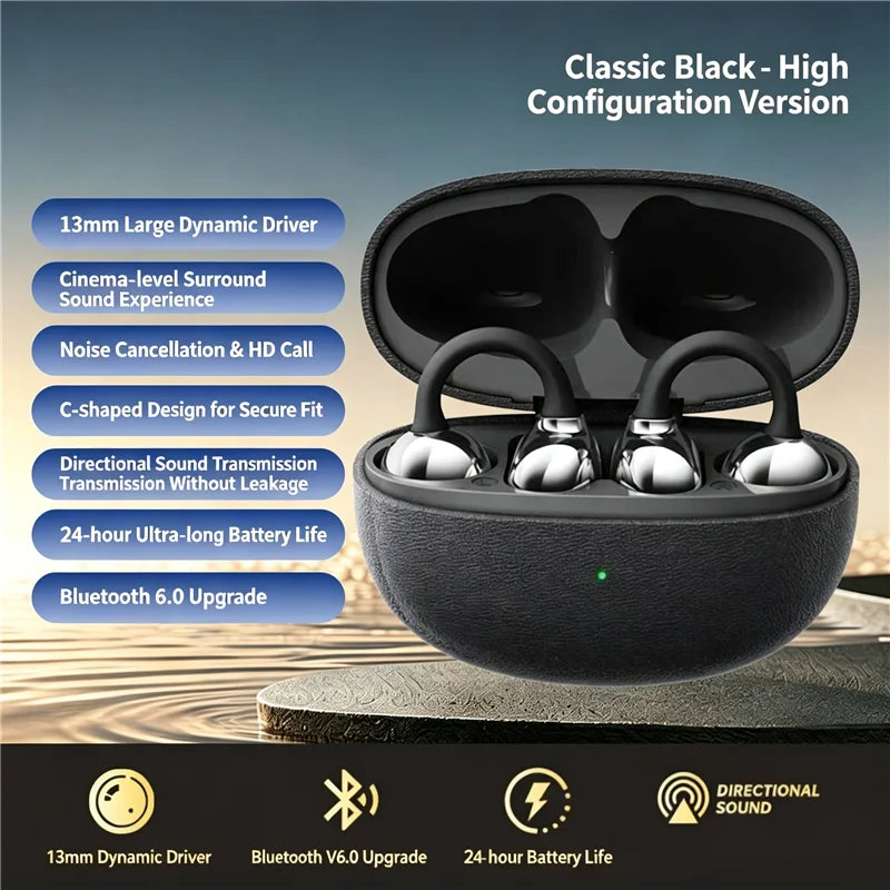 KEBIDUMEI Clip-on Open Ear Bluetooth 6.0 Wireless Earbuds