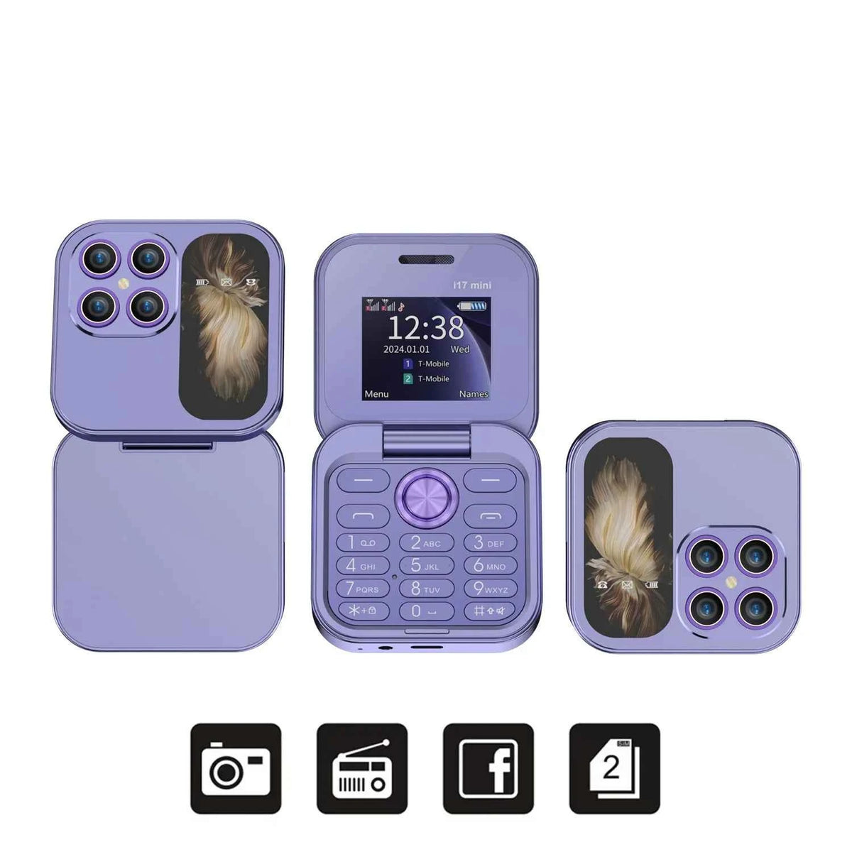 SERVO i17 Mini Flip Phone – 2G GSM, Dual SIM, 1.77" Screen, Magic Voice, Compact Foldable Design
