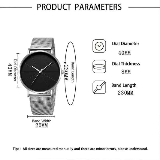 Mens Fashion Business Quartz Wristwatch Fashion Calendar Men Watch Mesh Belt Men Luxury Silvery Bracelet Watches