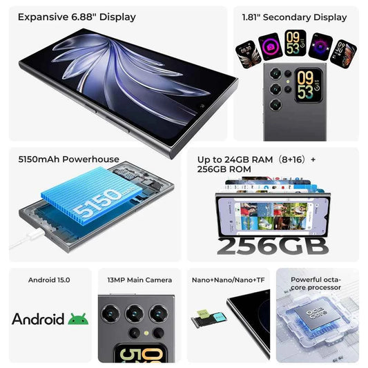 OUKITEL C62 Pro – Android 15, 6.88" HD+, Unisoc T615, 24GB RAM, 256GB, 5150mAh, NFC Smartphone