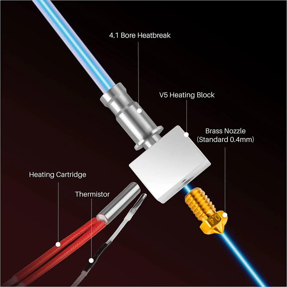 V5 J-head Printer Hotend Long Distance 3D Printer Head with Hotend Heat Sink 3D Extruder Printer for Anycubic I3 Mega