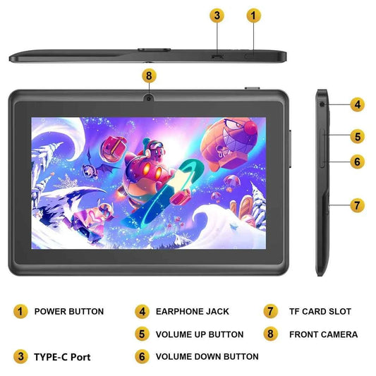 7" IPS Android Tablet – 4GB RAM, 32GB ROM, Quad-Core, 2.4GHz WiFi – Ideal for Students