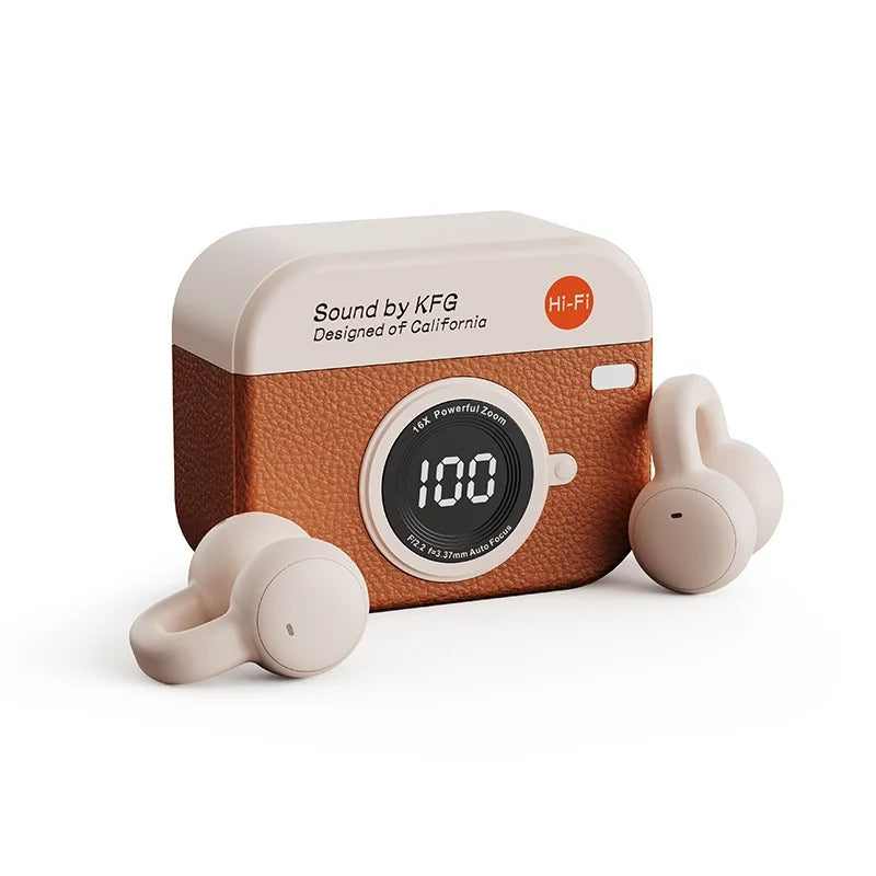 Wireless Clip-On Bluetooth Earphones with Noise Canceling and Mic