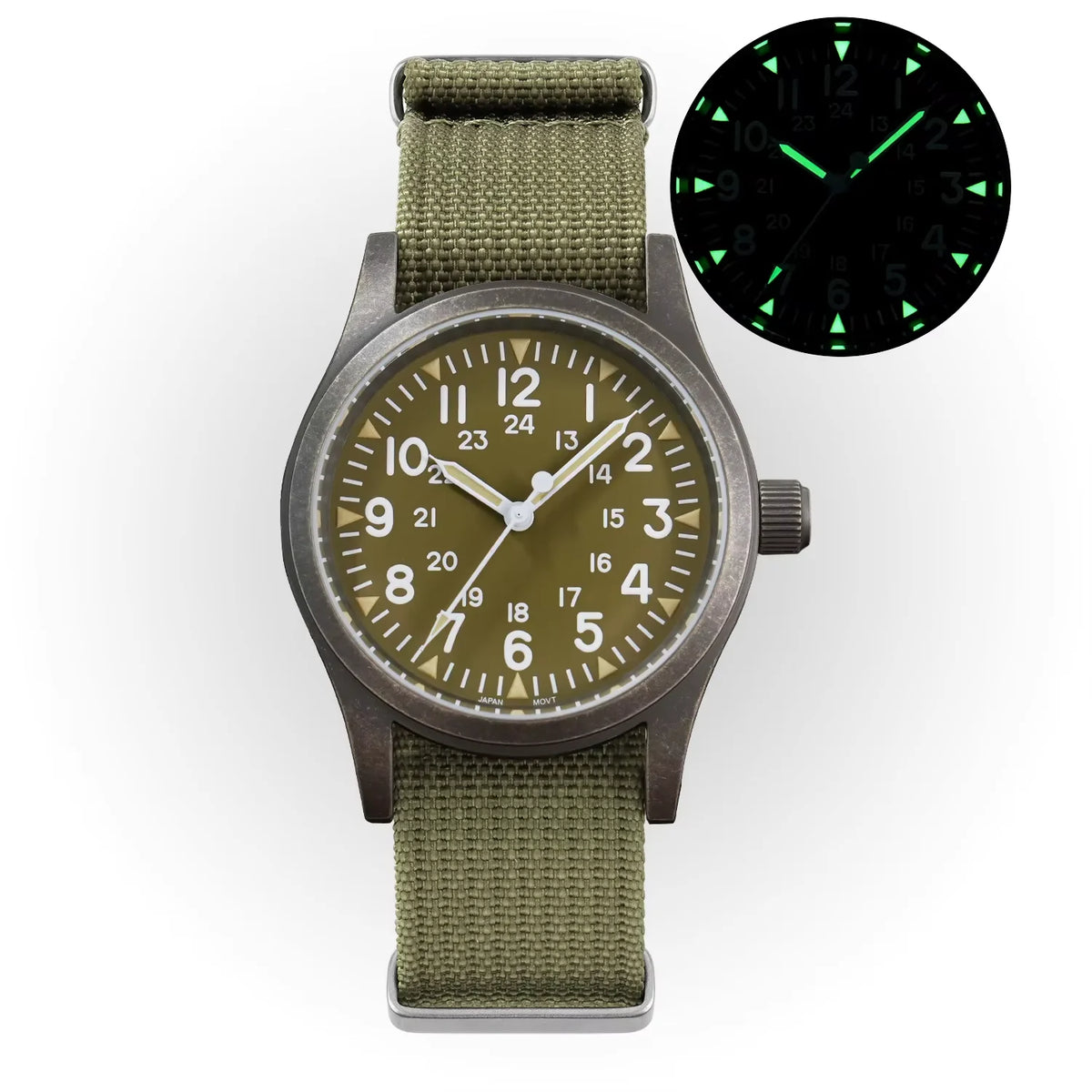 Militado ML05 Vintage Quartz Watch 38mm Watches VH31 Movement Watches Domed Sapphire Crystal With High Clear AR Coating Luminous