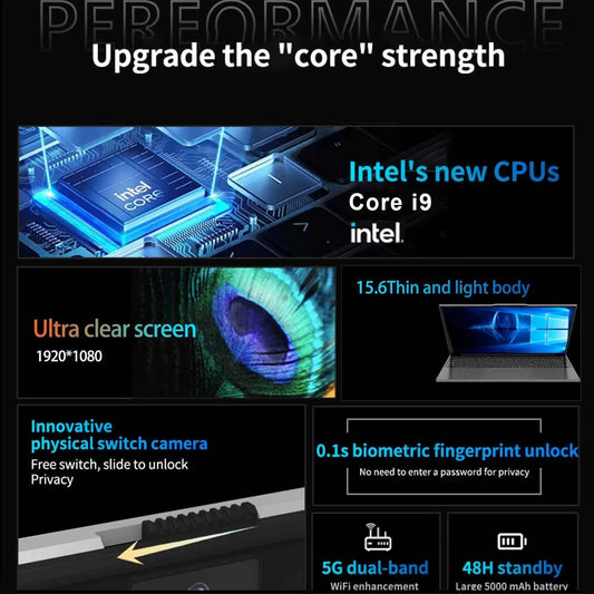 2026 Gaming Laptop – Intel Core i9 9900, 16GB RAM, Up to 2TB SSD, 15.6" FHD, Fingerprint Unlock, Windows 11