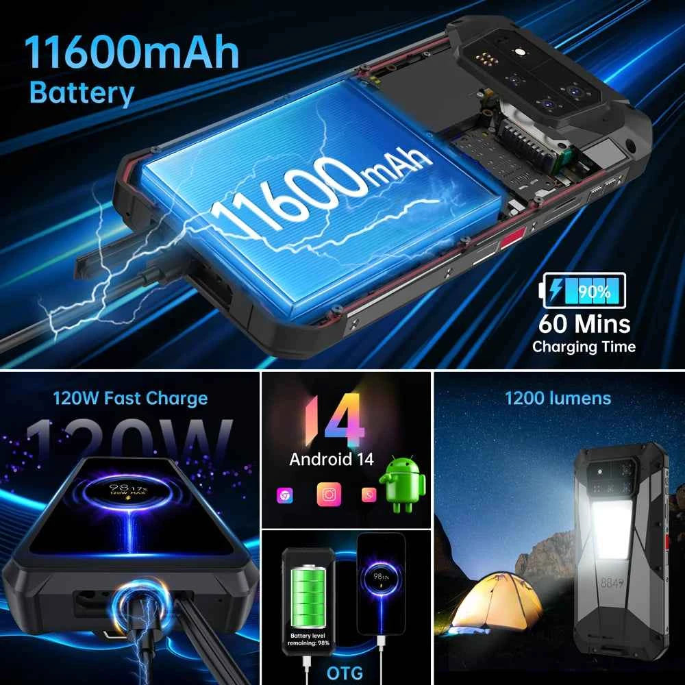 Unihertz Tank 4 Pro 5G – Built-in 720P Projector, Dimensity 8300, 32GB+512GB, 11600mAh, 3K AMOLED