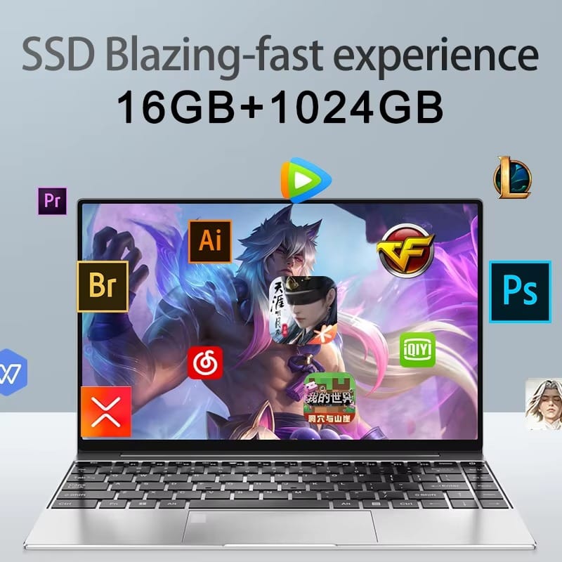 YEPO Ultra Slim Laptop 14.1" – 16GB RAM, 2TB SSD, Intel Processor, Windows 11