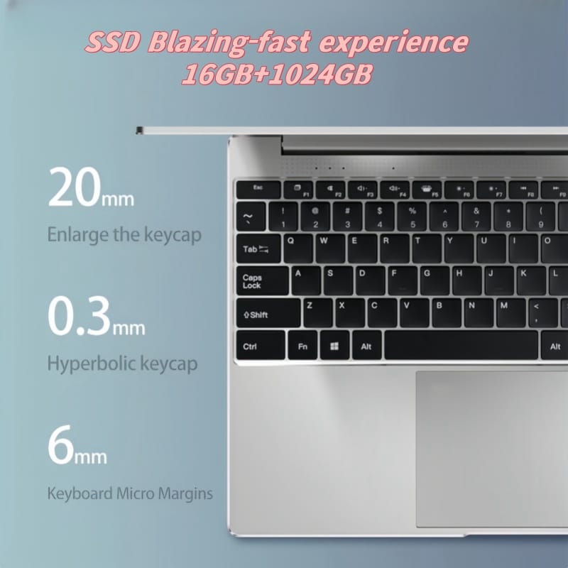 YEPO Ultra Slim Laptop 14.1" – 16GB RAM, 2TB SSD, Intel Processor, Windows 11