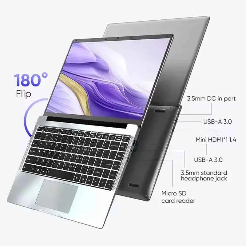 14.1" Portable Windows 11 Laptops Computer Intel Core i7 9850H/i7-8650U 12GB RAM 1TB 2TB SSD Laptops Office Study Notebook PC