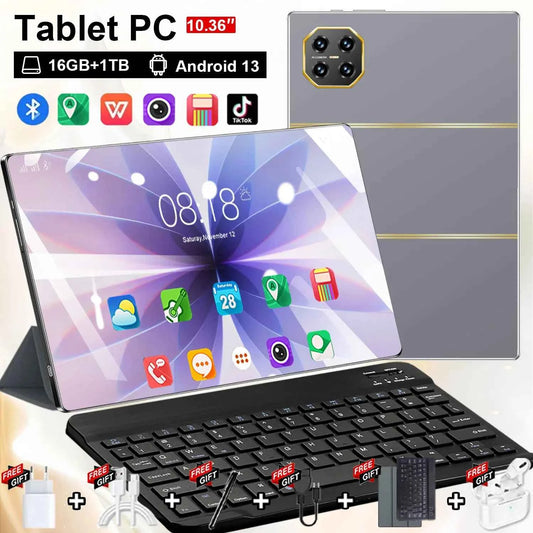 5G New Tablets 10.36Inch Tablet Android 16GB RAM 1TB ROM Dual Camera 16MP+32MP Android 13.0 20000mAh 10 core Dual SIM Card Bluetooth WiFi Betwork GPS WPS Type-C