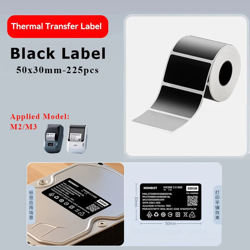 Niimbot M2/M3 Special Carbon Ribbon Label Printer Label Ribbons Barcode Label Maker Outdoor Waterproof Scratch-resistant Tag
