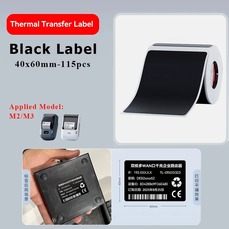 Niimbot M2/M3 Special Carbon Ribbon Label Printer Label Ribbons Barcode Label Maker Outdoor Waterproof Scratch-resistant Tag