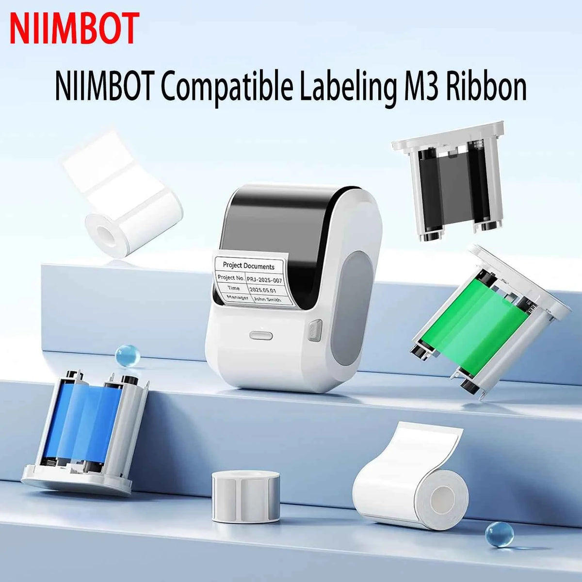 Niimbot M2/M3 Special Carbon Ribbon Label Printer Label Ribbons Barcode Label Maker Outdoor Waterproof Scratch-resistant Tag