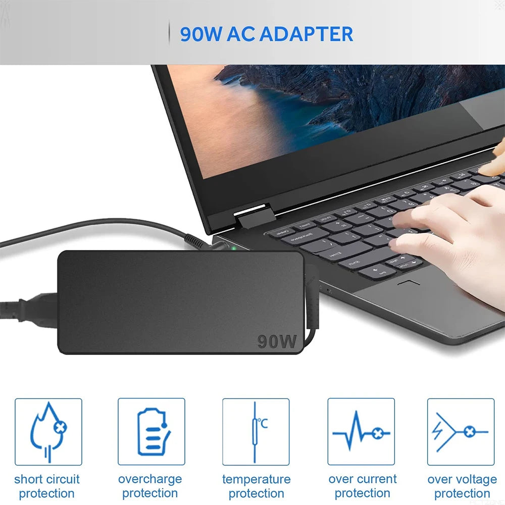 90W USB-C Charger for HP Spectre X360 Dell TDK33 Lenovo ThinkPad T480 T480s T580 T580s IdeaPad Yoga Laptop Power Adapter Supply