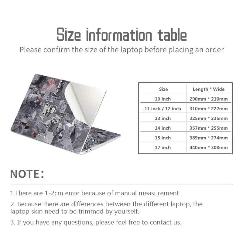 Universal Laptop Cover Sticker Skins Notebook Stickers 13.3"14"15.6"17.3" Graffiti Skin Decal for Macbook /Lenovo/Asus//Hp/Acer