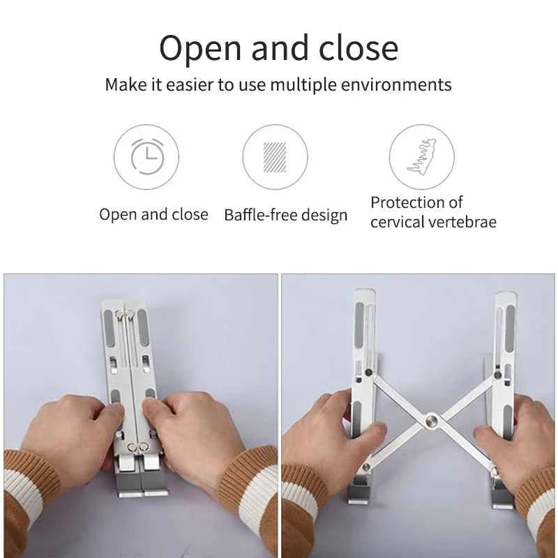 Aluminum Alloy Adjustable Laptop Stand Folding Portable for Notebook MacBook Computer Bracket Lifting Cooling Holder Non-slip