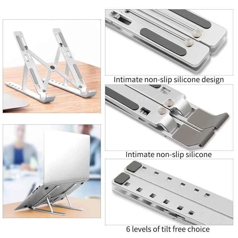 Aluminum Alloy Adjustable Laptop Stand Folding Portable for Notebook MacBook Computer Bracket Lifting Cooling Holder Non-slip