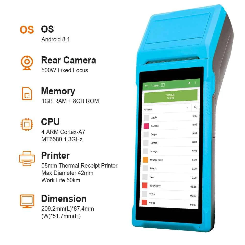 Q1 Q2 Handheld Thermal Receipt POS Printer Android Terminal Mobile Bill Ticket Printer 58mm Wireless Bluetooth PDA With Scanning