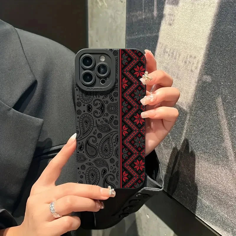 Vintage Totem Pattern Shockproof iPhone Case – Fits iPhone 7 to 16 Pro Max, XR, XS – Soft Silicone Cover