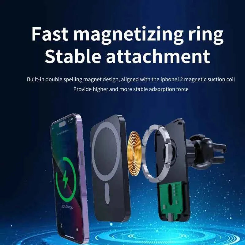 Magnetic Wireless Car Charger Mount for iPhone 12-17 Pro Max