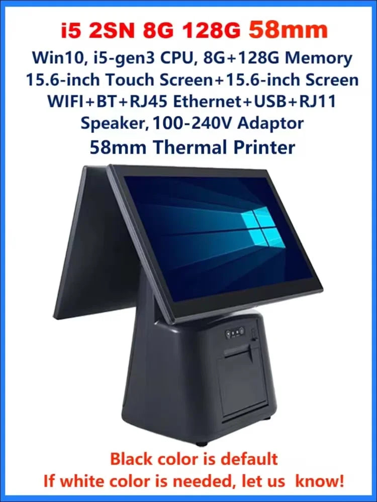 15.6 Inch Touch Screen POS Terminal Cash Register with 58/80mm Thermal Printer All in One POS System for Restaurant Supermarket