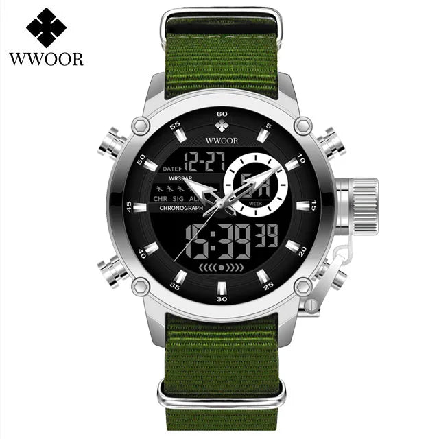 WWOOR Fashion Watches For Men Luxury Business Digital Wristwatch Military Sports Quartz Male Watch Waterproof Clock Montre Homme