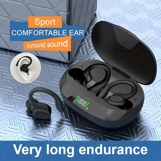True Wireless Sports Ear Clip Headphones with LED Display