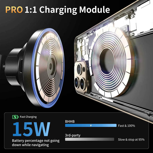 15W Magnetic Wireless Car Charger Mount for iPhone 16 15 14 13 12 Pro Max