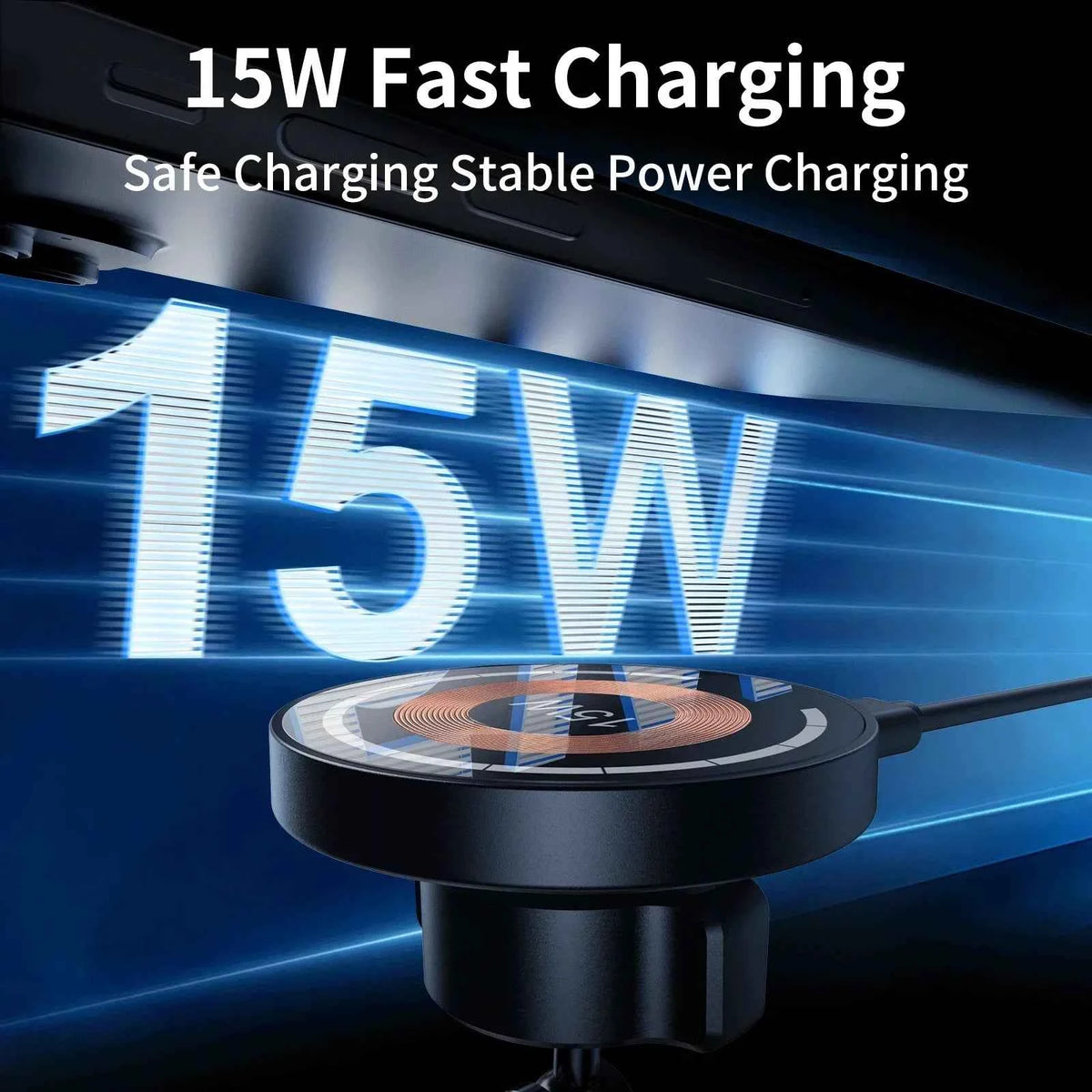 15W Magnetic Wireless Car Charger Mount for iPhone 16 15 14 13 12