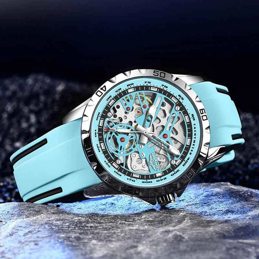 LIGE Fashion Business Mechanical Man Watch Casual Sport Waterproof Silicone Skeleton Tourbillon Luminous Clock Automatic Watches