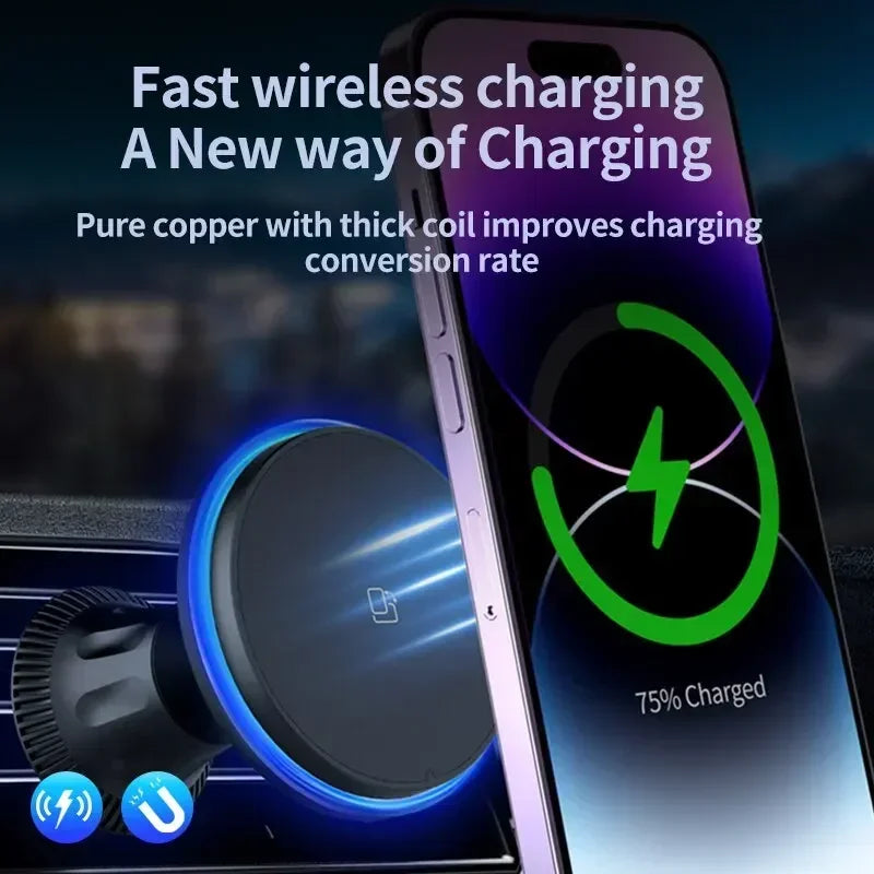 RGB Magnetic Wireless Car Charger for iPhone 12-16 Pro Max