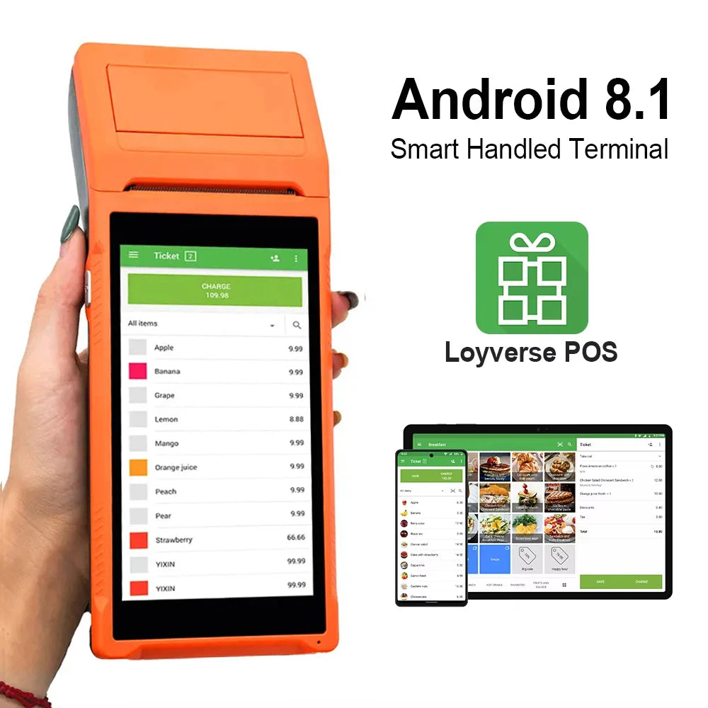Q1 Q2 Handheld Thermal Receipt POS Printer Android Terminal Mobile Bill Ticket Printer 58mm Wireless Bluetooth PDA With Scanning