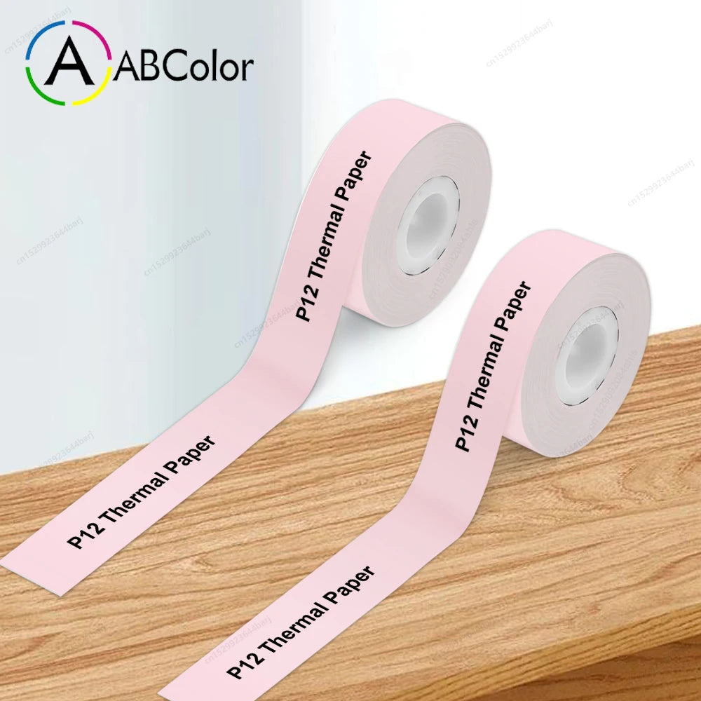 Thermal Label Printer P12 Mini Portable Label Maker Wireless Bluetooth Handheld Continuous Label Machine or 2PK P12 Label Paper