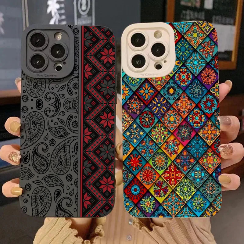 Vintage Totem Pattern Shockproof iPhone Case – Fits iPhone 7 to 16 Pro Max, XR, XS – Soft Silicone Cover
