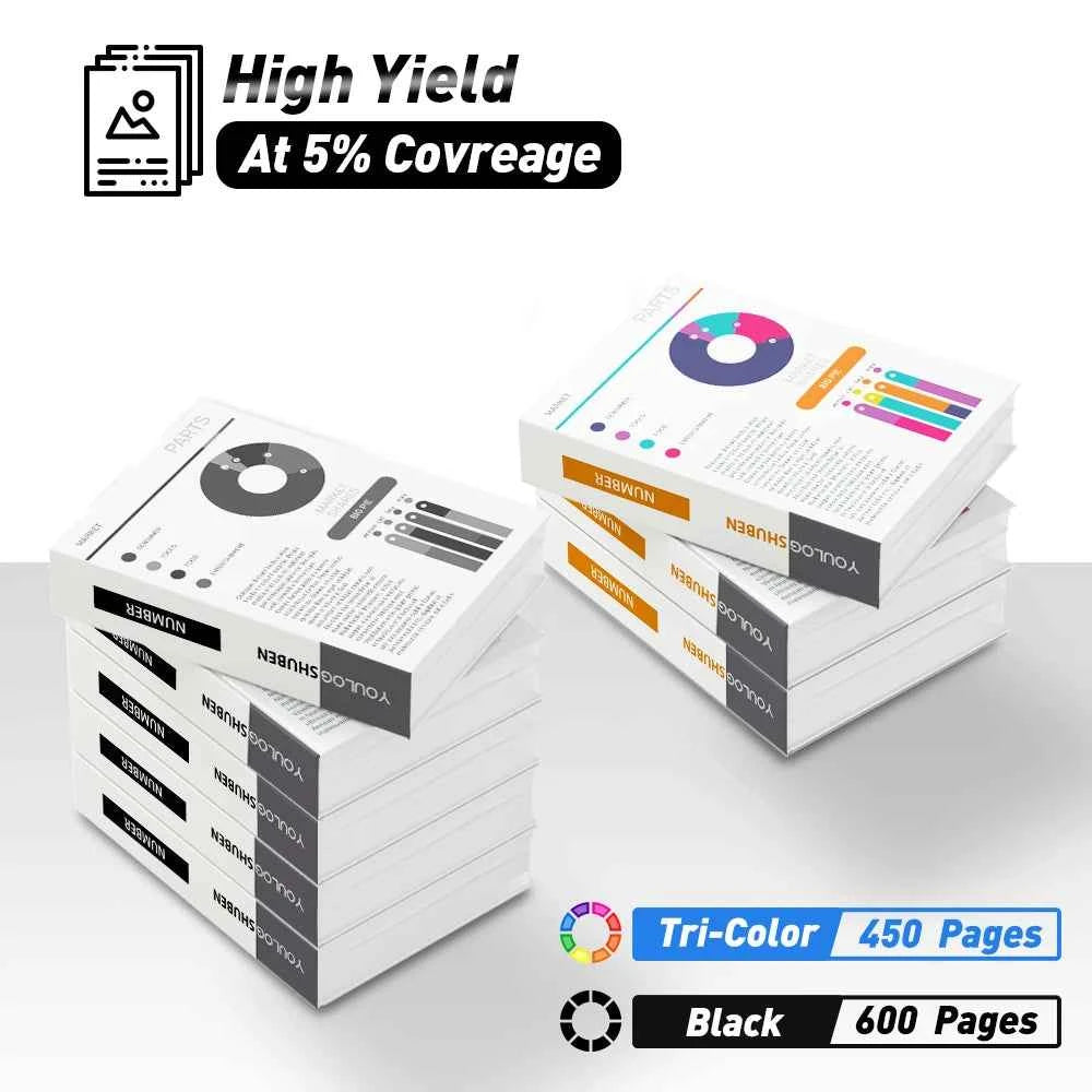 InkGarden 123XL Ink Cartridge Replacement For HP 123 HP123 XL Compatible 1110 1111 2130 2132 Officejet 3830 3831 3832 Printer