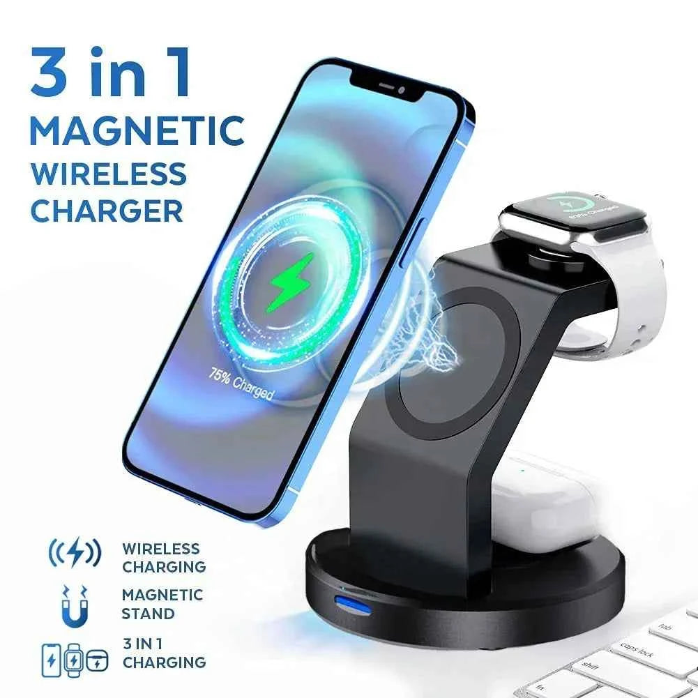 3-in-1 Magnetic Wireless Charging Station for iPhone, Apple Watch & AirPods