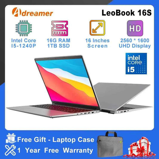Adreamer 16 Inch Laptop LeoBook16S 2560*1600 IPS 60Hz CPU Intel Core i5-1240P 16GB RAM SSD 1TB 16" Business Desktop Laptop