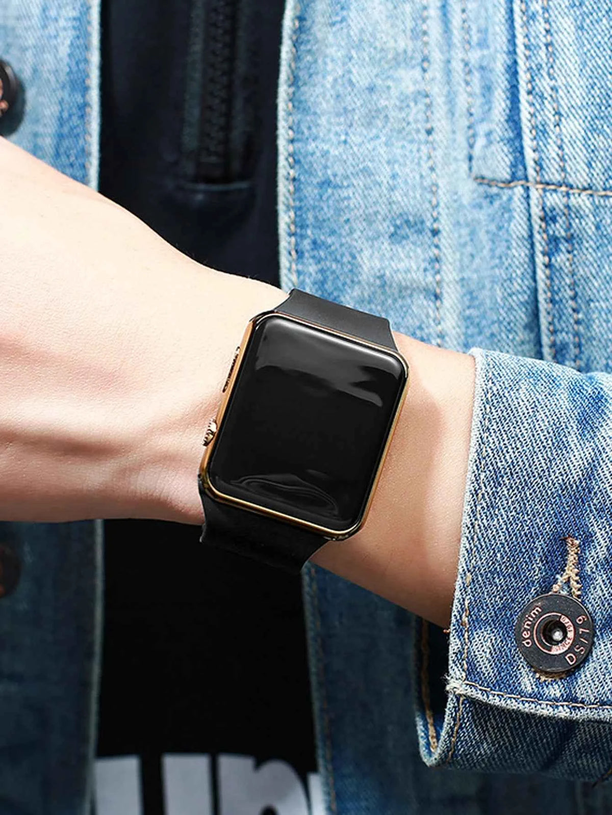 2 Stylish Simple Rectangular Silicone Men's Electronic Watch Travel All-Purpose Birthday Gifts