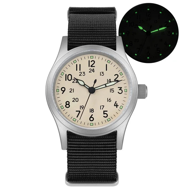 Militado ML05 Vintage Quartz Watch 38mm Watches VH31 Movement Watches Domed Sapphire Crystal With High Clear AR Coating Luminous