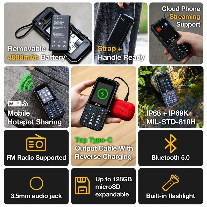 AGM M11 4G Rugged Phone – IP68 Waterproof, 4000mAh, WiFi Hotspot, Reverse Charging, Outdoor Use