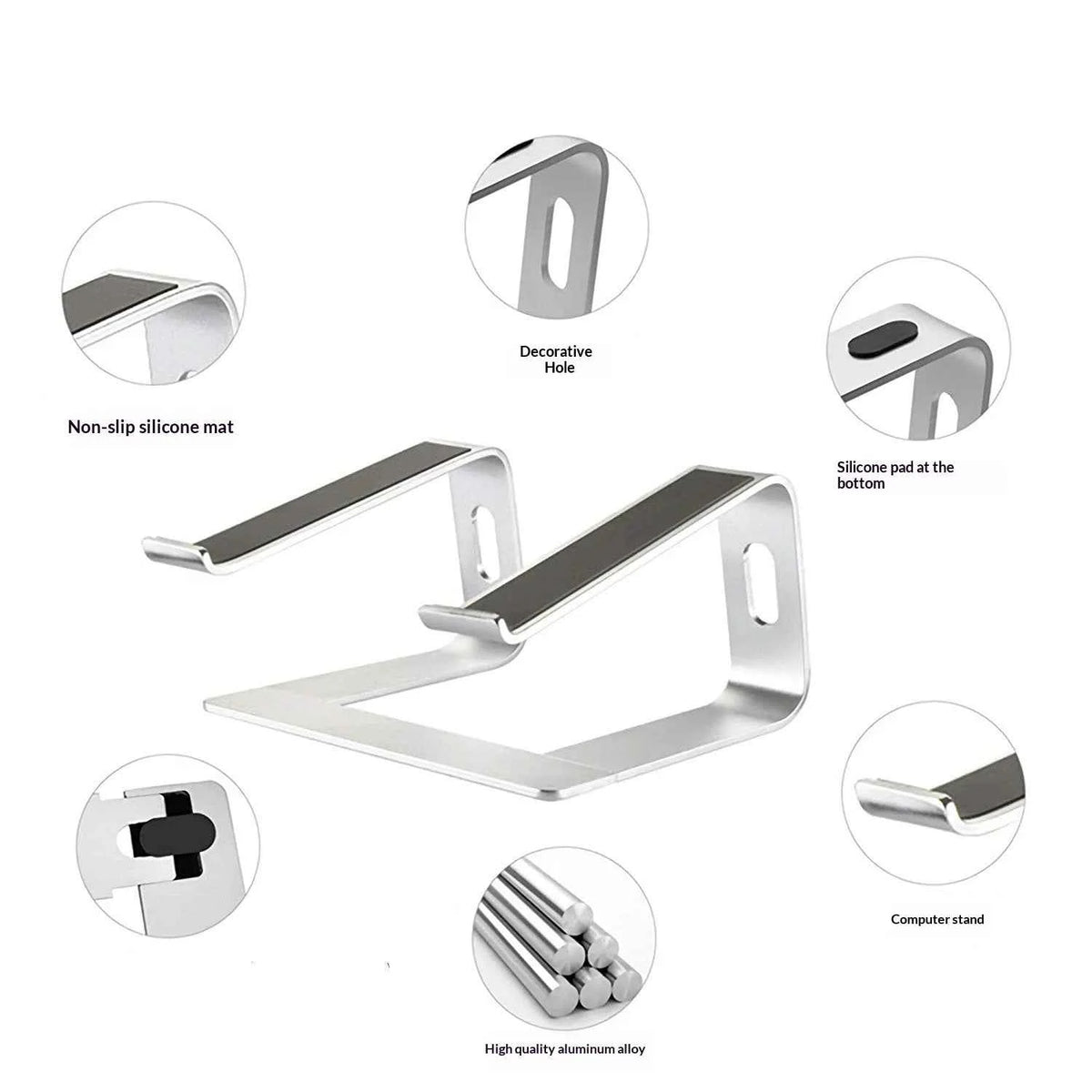 Ergonomic Aluminum Laptop Stand with Cooling & Non-Slip Design, Adjustable Portable Notebook Riser for 10-17 Inch MacBook Dell