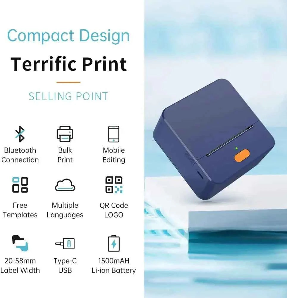 DETONGER P1 Mini Portable 20-58mm 203DPI Thermal Label Printer Wireless Inkless Bluetooth Pocket Sticker Machine