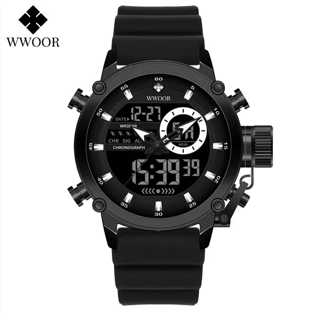 WWOOR Fashion Watches For Men Luxury Business Digital Wristwatch Military Sports Quartz Male Watch Waterproof Clock Montre Homme