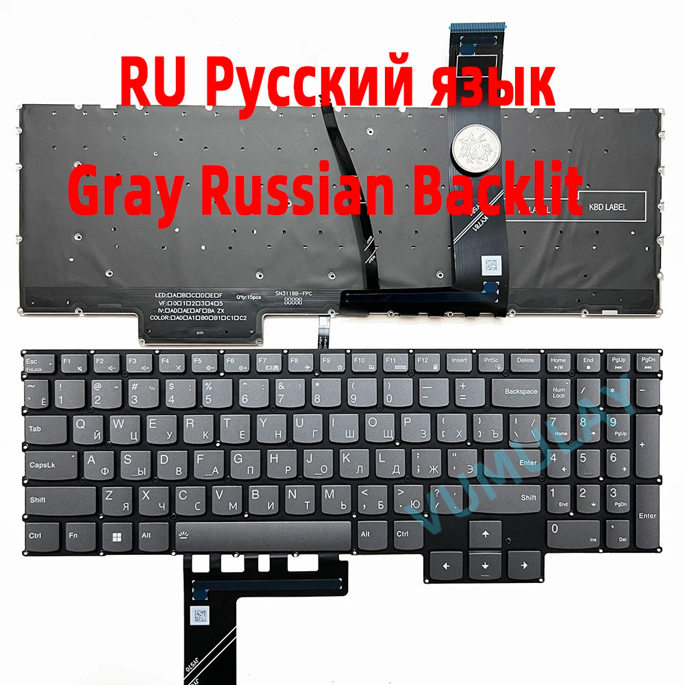 US/RU Backlit Keyboard for Lenovo Legion 5 Pro 16ITH6 16ITH6H 16ACH6 16ACH6H 16ARH7 16ARH7H 16IAH7 16IAH7H 82RF 82JD 82JQ 82RG