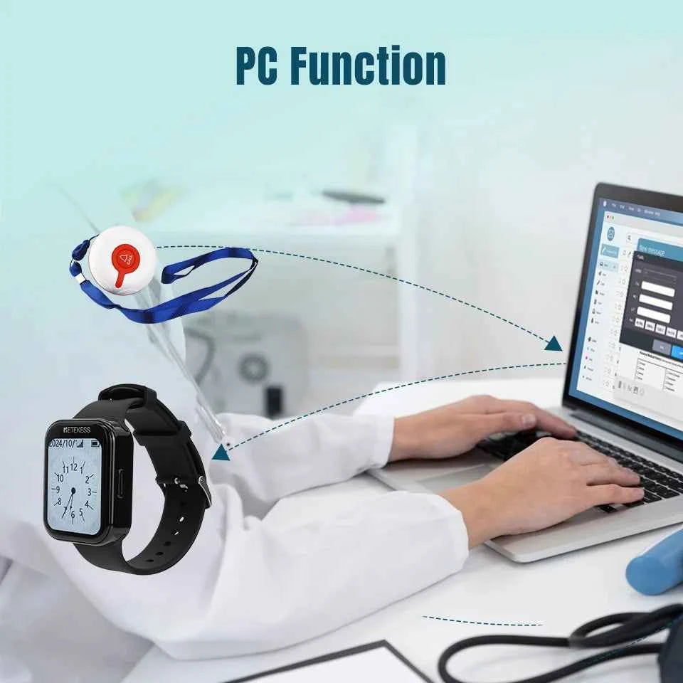 Retekess Caregiver Pager Wireless Calling System T114 Screen TD113 Watch Alert SOS Call Buttons for Clinic Hospital Nurses Home