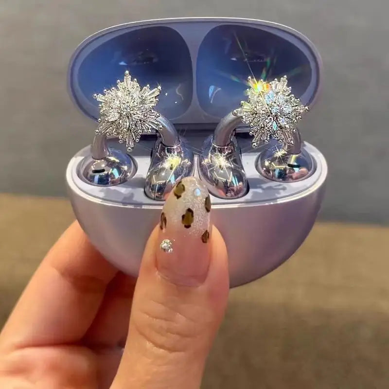 1 Pair Removable Rhinestone Butterfly Decorations for Clip-On Earbuds